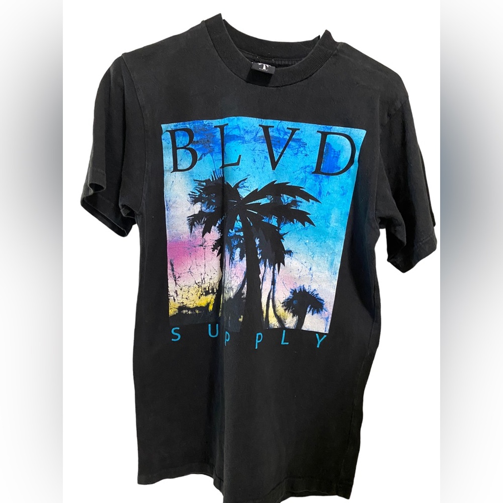 BLVD Supply LA Full Graphic Vibrant Black Men’s M High End Skate T-Shirt MINTY